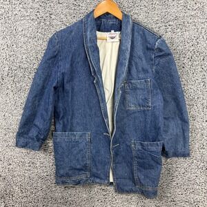 Vintage Oxygen Jacket Mens Medium Blue Denim Chore Workwear Overcoat USA M 70s